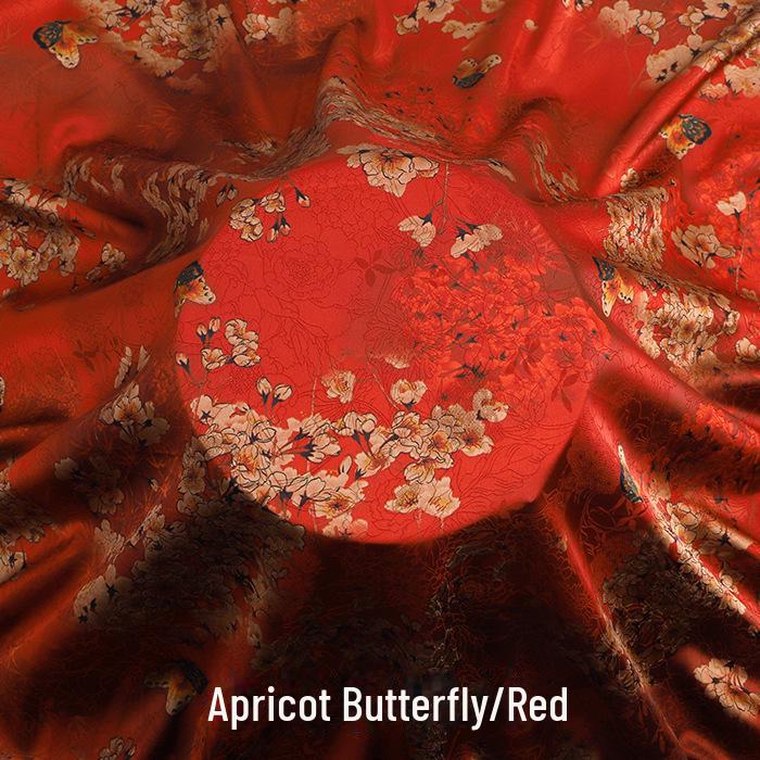 Luxurious Printed Imitation Silk Xiangyun Yarn Cheongsam Dress Fabric, Soft Chinese Tang Suit Fabric