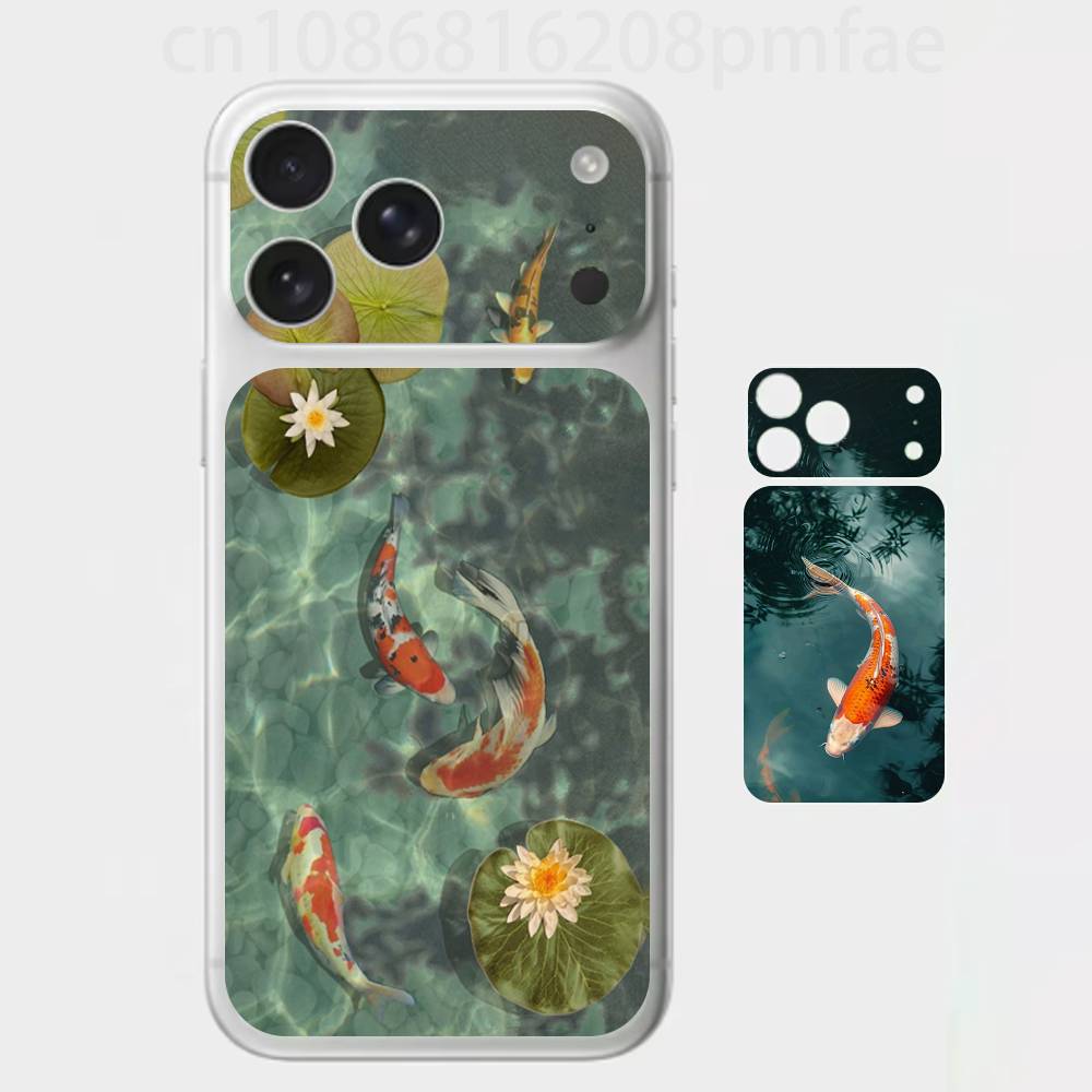 Премиальная наклейка-обертка «Счастливый карп» для iPhone 17 Pro/Max, Защитная декаль для задней рамки и камеры (Не чехол)