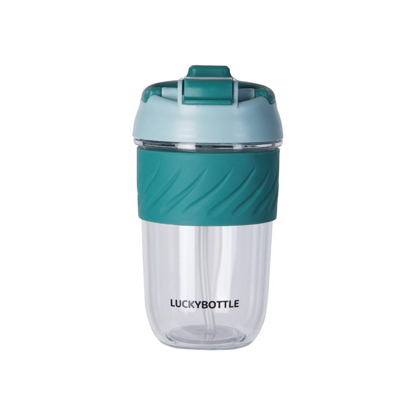 Tritan Plastic Kawaii Coffee Cup With Lids Straw Cute Water Bottles Girls Travel Portable Leakproof Tumblers 400ML 450ML
