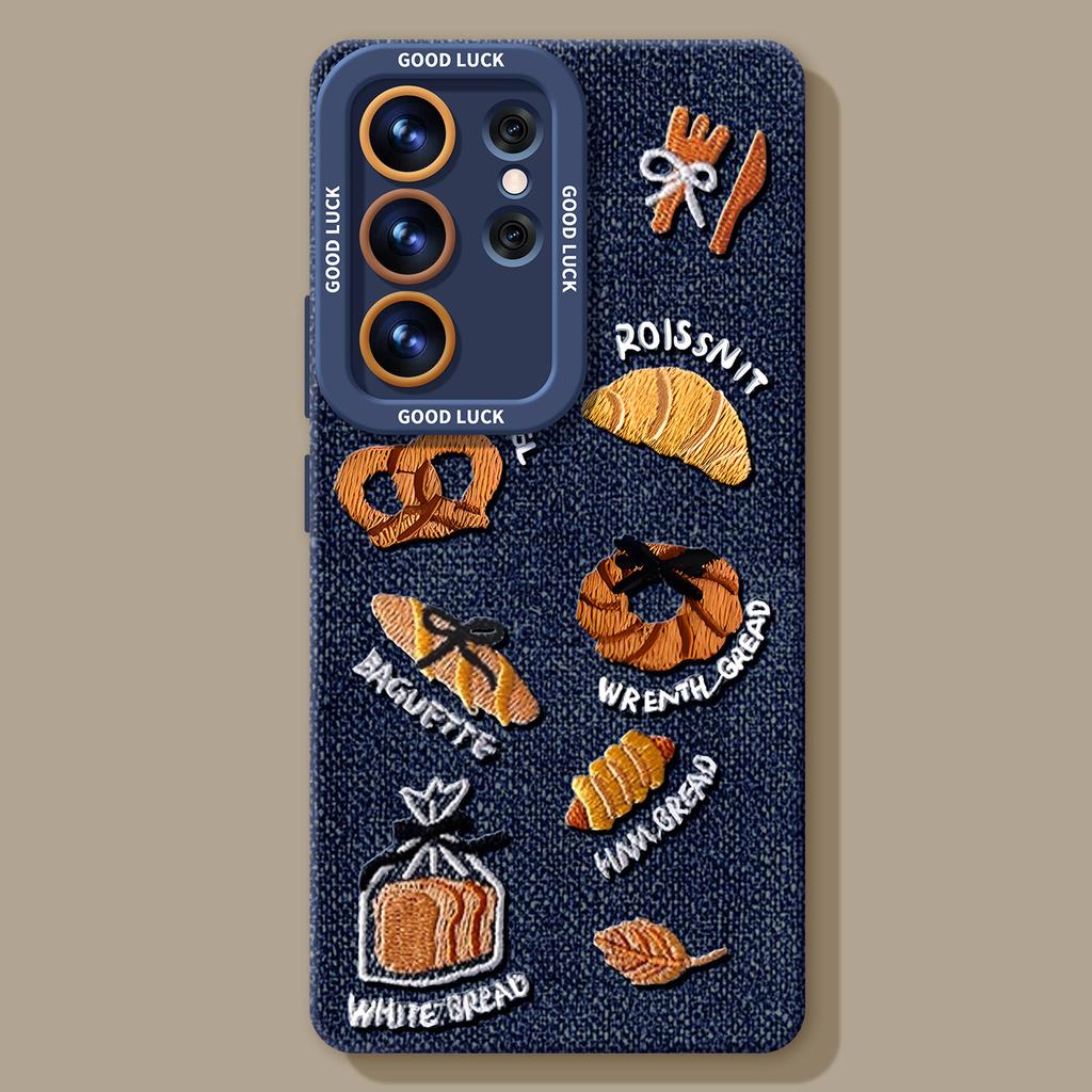 Джинсовый чехол для телефона в виде хлеба подходит для Samsung GalaxyS26 силиконовый S25 + ремешок S24ultra новый S22 набор