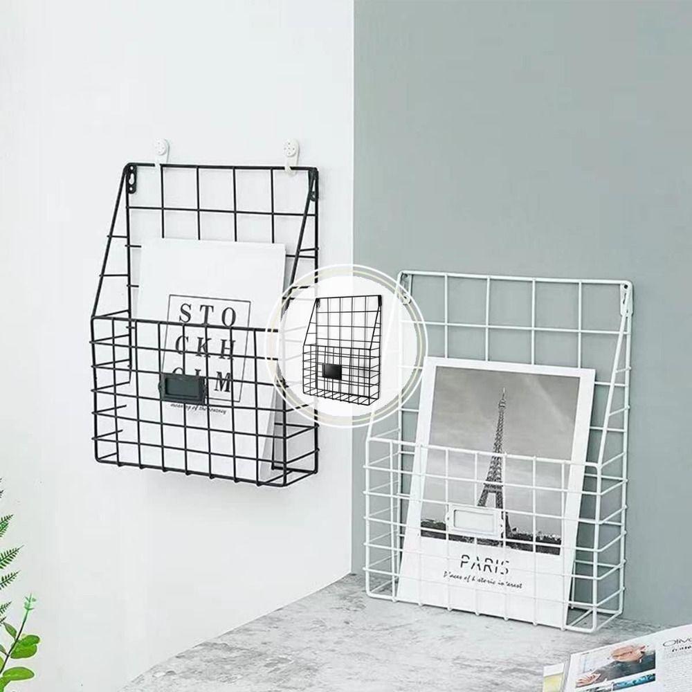Metal Mesh Magazine File Holder Easy To Install Wire Basket Useful Foyer Storage Shelf  Office