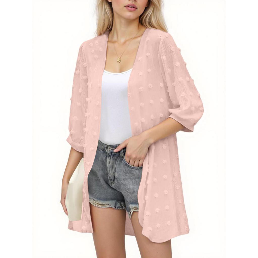 Women's Fashion Casual Seven Split Sleeve Solid Color Cardigan Sun  Top