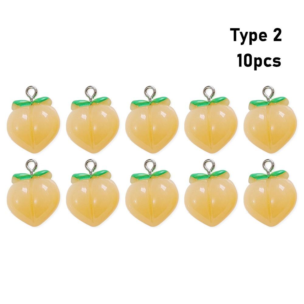 10pcs DIY Peach Flat Resin Charms Pendant 3D Fruit Pendants Jewelry Making Accessories
