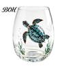 Stylish Nautical Themed Cup Marine Animal Theme Clear Glass Tumbler, Handcrafted Painted Glassware, Elegant Celebration Gift Creative Unique Drinking