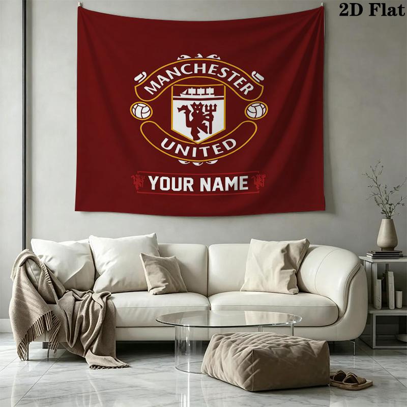Custom Name Manchester UnitedPrinted Tapestry – Wall Hanging for Bedrooms, Dorms, and Home Decor