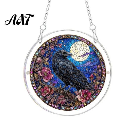 Acrylic Hanging Suncatcher Halloween Puzzle Ornament, Stained Glass Style Window Hangings, Wall Mysterious Atmosphere Decor Pendant with