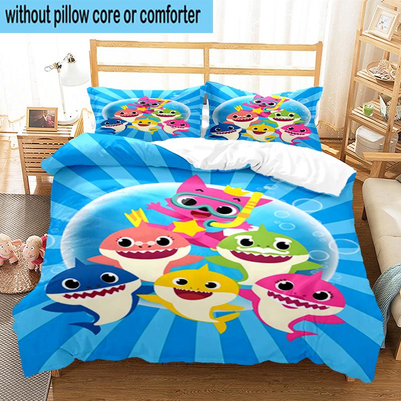 3PCS Cartoon Shark Dance Party 3pcs Bedding,Including 3PCS Duvet Cover And 2pcs Pillowcases Perfect for Christmas,Ideal for Bedroom, Dormitory