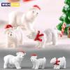 3PCS/Set Animal Miniature Christmas Polar Bear Figurines Garden Micro Snow Landscape DIY Accessories