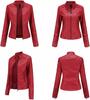 Handmade Biker Motorcycle Women's Jacket Red Stylish Genuine Lambskin Leather Soft