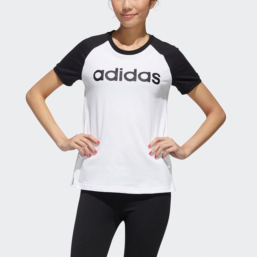 adidas Футболка с коротким рукавом и круглым вырезом Neo Logo Color Block, женская белая GJ7920