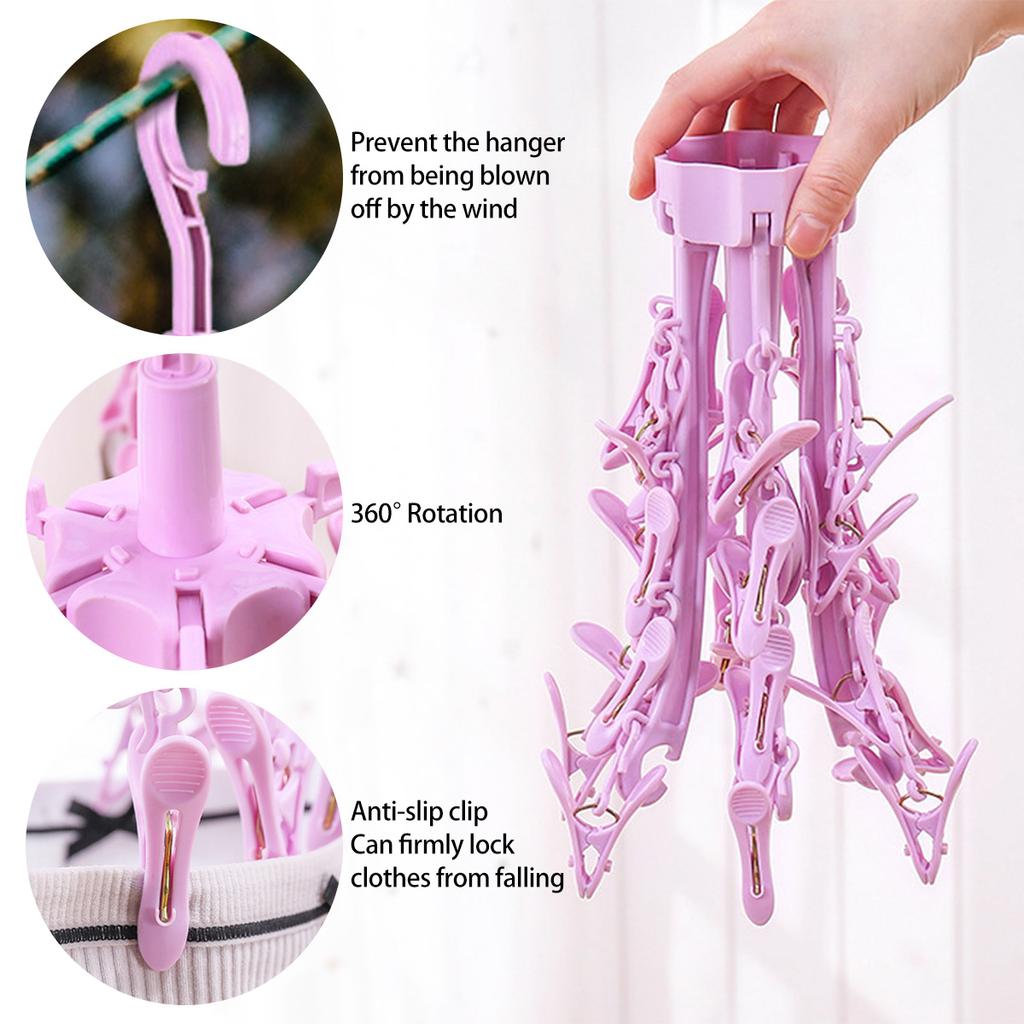 Ветрозащитная сушилка с 24 зажимами, вращающаяся складная вешалка, сушилка для носков, бытовая многофункциональная сушилка для нижнего белья