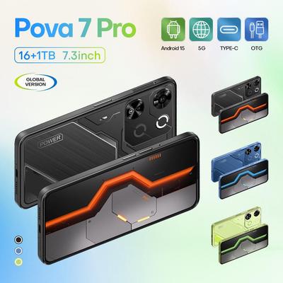 Телефон Pova7 Pro: Память 16+1 ТБ, HD-экран 7,3 дюйма, Эксклюзив для трансграничной торговли.