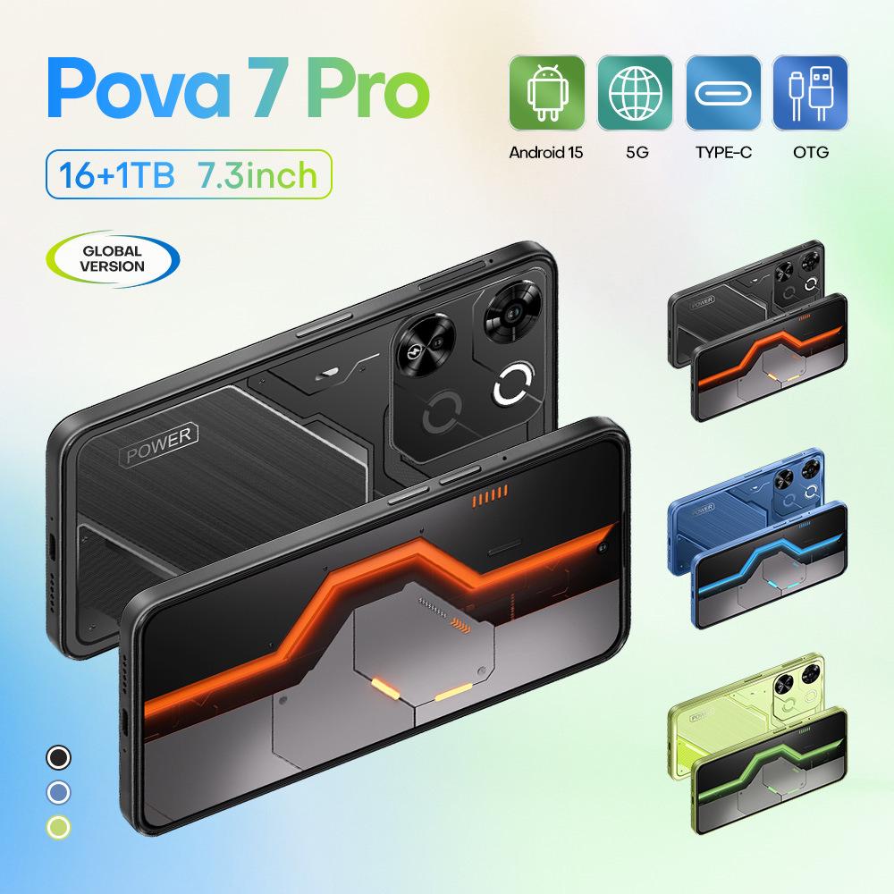 Телефон Pova7 Pro: Память 16+1 ТБ, HD-экран 7,3 дюйма, Эксклюзив для трансграничной торговли.