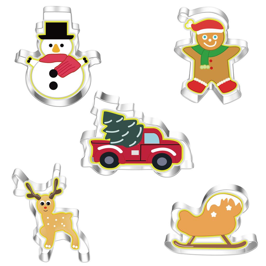 5Pcs/set Christmas Cookie Cutter Gingerbread Xmas Tree Mold Christmas Cake Decoration Tool Navidad Gift DIY Baking Biscuit Mould