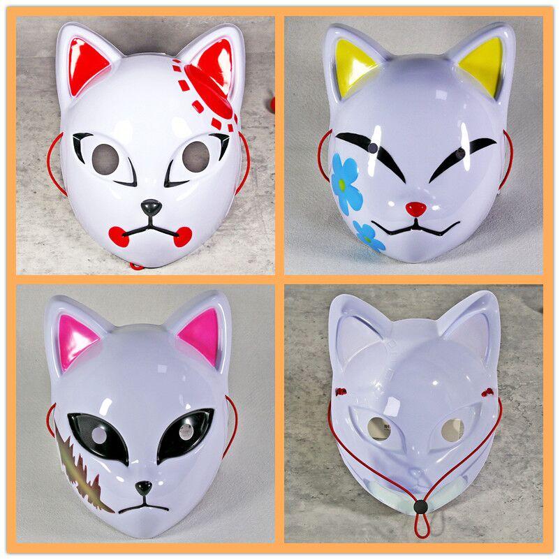 Demon Slayer Masks Tanjiro Rabbit Party Scar COS Fox Full Face Headgear Naruto Mask