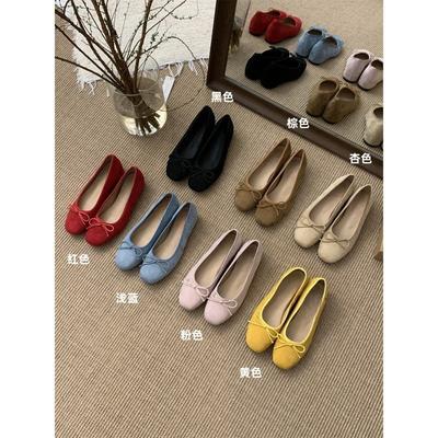 Внутренняя высота увеличивается замша светлый рот красные одиночные туфли женские весенние новые туфли на толстой подошве с одной педалью с юбкой желтые шапочки