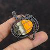 Подвеска Bumble Bee Jasper, медная проволока, обернутая в ювелирное изделие, дизайнерская медная подвеска, ювелирное изделие из драгоценных камней ручной работы, уникальная подвеска, проволочная подвеска для подарка