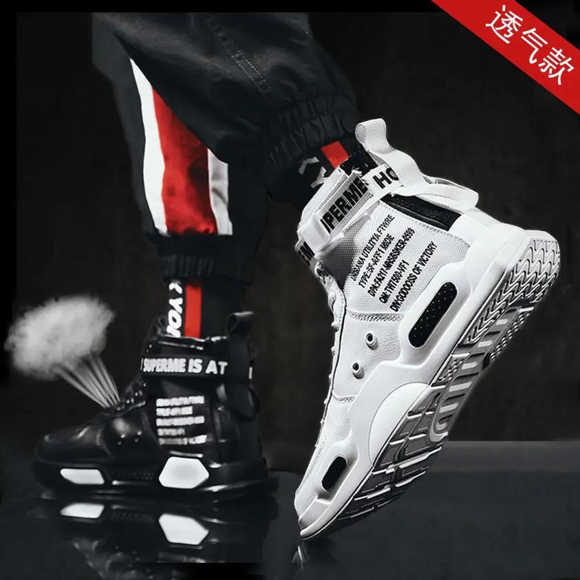 Мужские высокие модные кожаные кроссовки, тренд, горячая распродажа, удобная мужская повседневная обувь, нескользящая дышащая мужская обувь