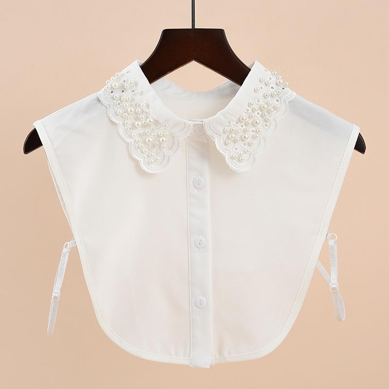New Fake Collars Woman Vintage Half Shirt False Collar Woman Embroidery Detachable Lapel Collar Faux Col Accessories
