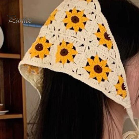 Готический вязаный крючком головной платок с цветочным узором на шнуровке, дышащий эластичный головной убор с растительным узором, аксессуары для волос