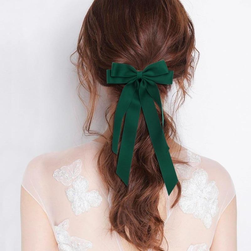 Fabric Ribbon Bow Hairpin For Women Girls Hair Clips Solid Color Bow Hair Accessories