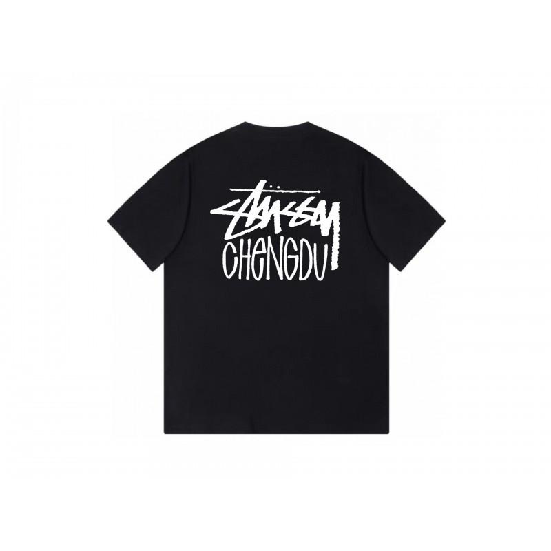 Футболка Stussy с коротким рукавом для подростков Свободный крой Хлопок 270 г Круглый вырез Повседневная одежда