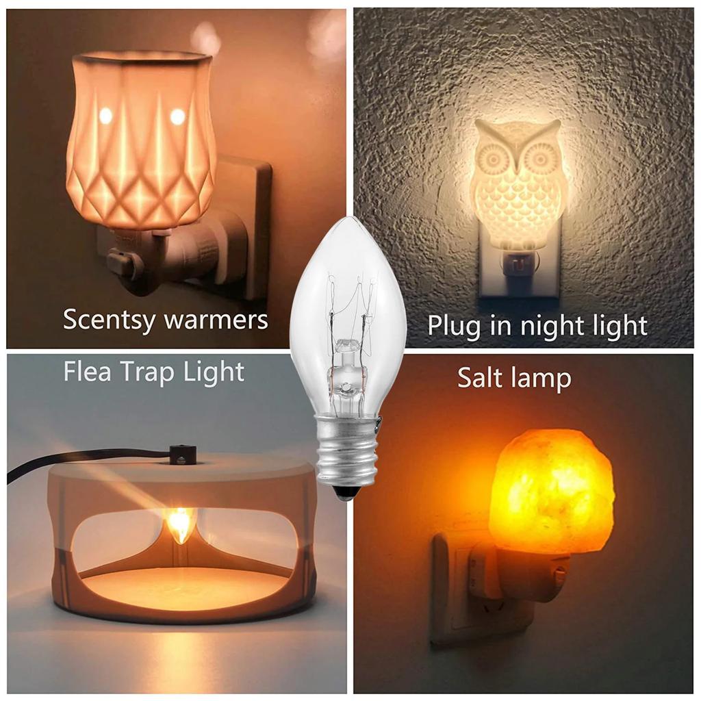 10 Pcs LED Night Light Bulbs C7 Chandelier 7W 10W E12 Base Decorative Light Bulbs Christmas Candle Bulb 110V 220V Amber Glass