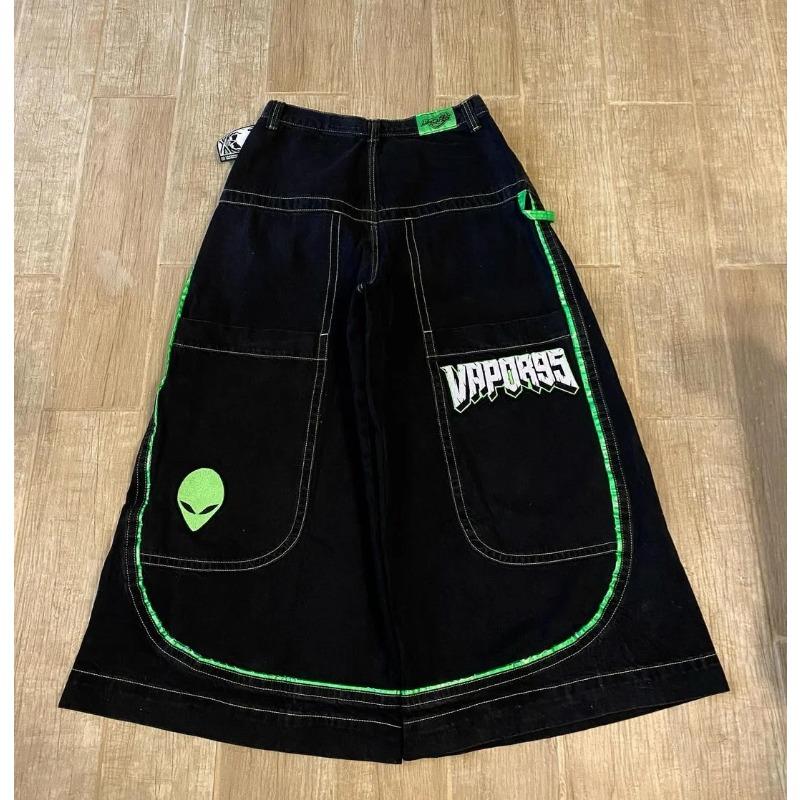 Американские ретро-принты с черепами, выстиранные джинсы High Street для мужчин и женщин, повседневные прямые свободные и универсальные брюки широкого кроя