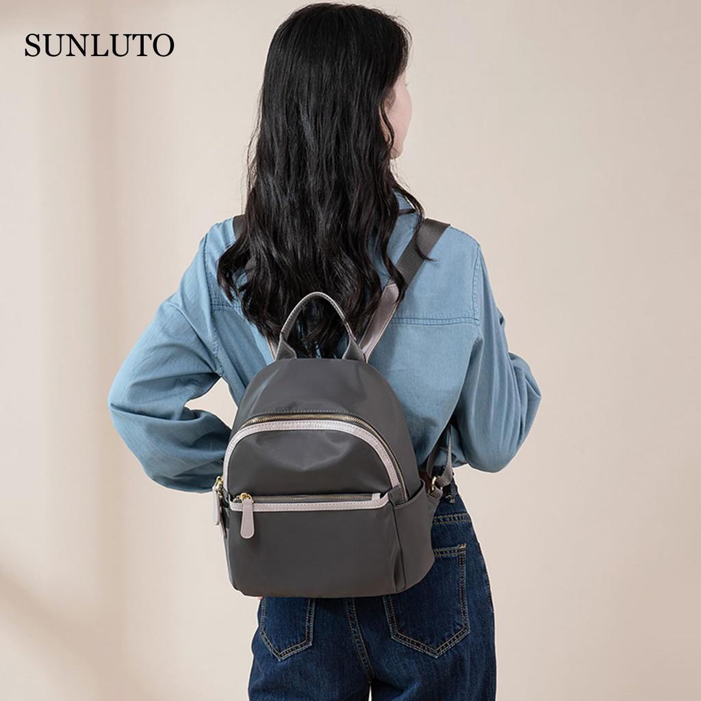 Большой Мини Оксфорд ПУ Темно-серый [SUNLUTO] Женский Рюкзак, Милый, Вместительный, Сумка, Маленький, Легкий, Повседневный, Стильный, Простой, Многокарманный, Для взрослых,