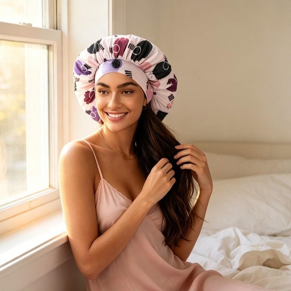 Ice Silk Satin Sleep Cap Elastic Band Hair Care Wrap Fashion Long Tube Bonnet For Hair Care