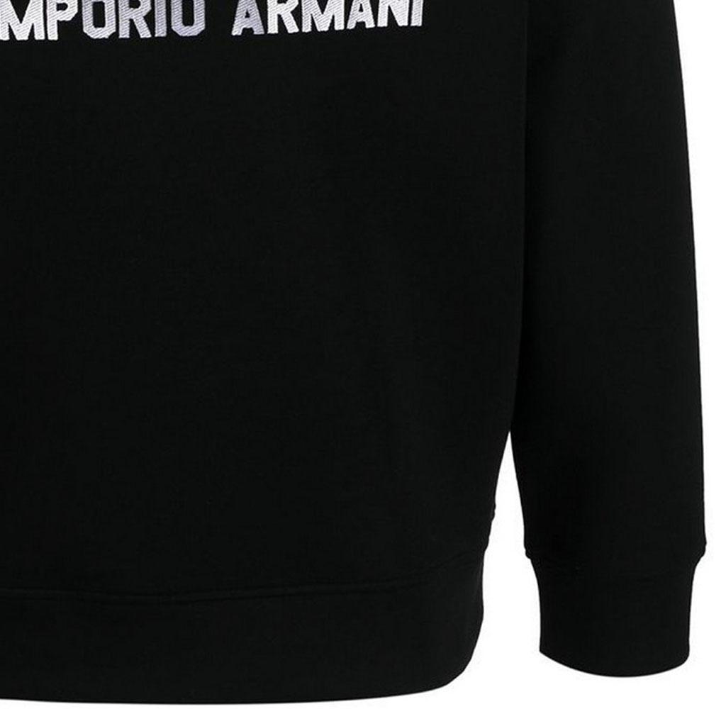 Emporio Armani Свитшот с принтом логотипа-буквы SS23, круглый вырез, мужской, черный 3R1MBT-1JHSZ-0098