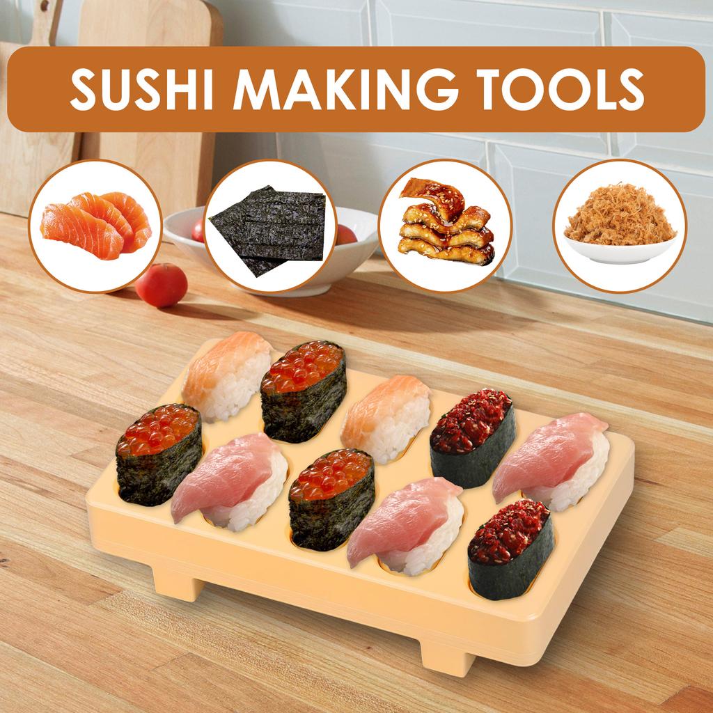 Sushi Rice Making Mold Plastic 10 Grid Rice Ball Mold Maker Nonstick Sushi Press Tool with Rice Spoon Kitche Sushi Maker Tool