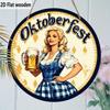 Деревянный знак «Дама в Дирндле на Октоберфесте», Очаровательный круглый декор для входной двери, Настенное украшение для Немецкого пивного фестиваля - Идеальный подарок для празднования Октоберфеста