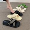 Наступая на дерьмовые тапочки женская летняя обувь новые толстоподошвенные нескользящие нишевые высококлассные сандалии на липучке шлепанцы на одно слово