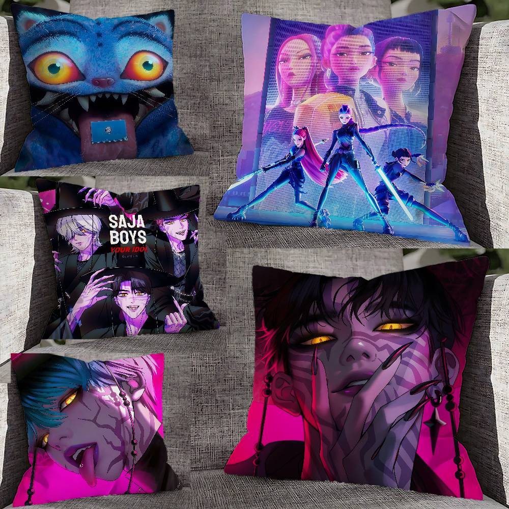 Kpop D-Demon H-Hunters Saja Pillow Case For Sofa Decor Home Car Office Room Printing Cushion Cover Decorations And Protector