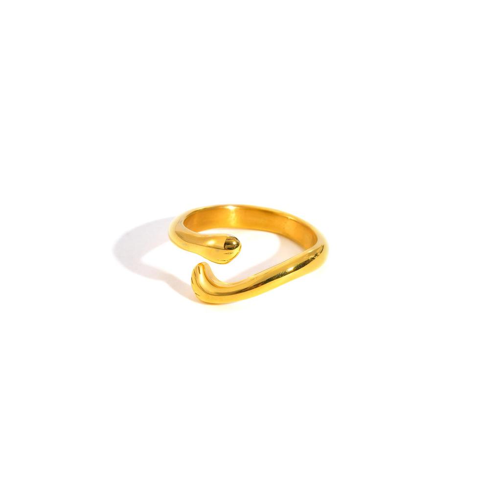 Creative Geometric Embrace Ring for Women, 18K Gold Plated High Polished Opening Rings, Waterproof Stainless Steel Jewelry Gift
