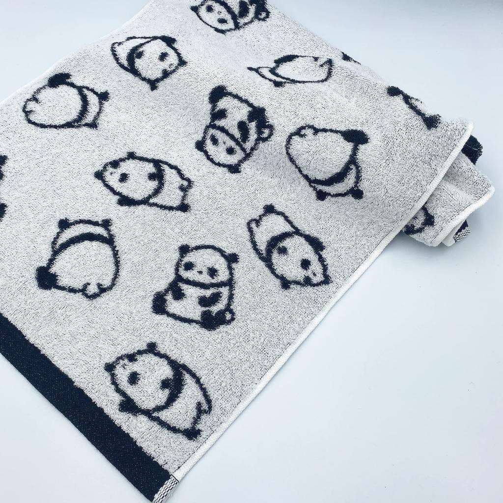 Kainoo Imabari Towel Panda Face Towel Set of 3 x Made in Gentle on Cute Panda Perfect for and Camping (34cm 80cm) Japan, Imabari, 100% Cotton, Skin,