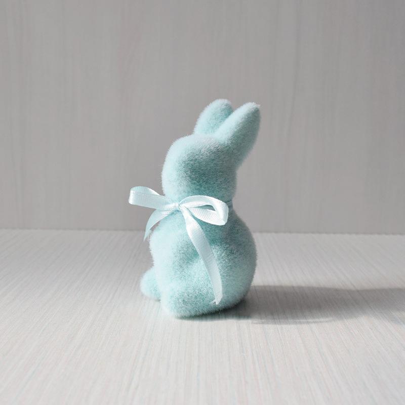 1/3 шт. Флокированный пасхальный кролик 4 цвета с бабочкой, настольные фигурки для кухни, пасхальные фигурки кроликов, пасхальный праздник, весенний декор 22x8x8 см