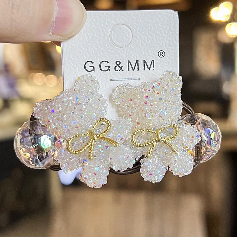 Set of 2 Adorable Cartoon Bear Hair Ties, Featuring High Elasticity That Won'T Damage Your Hair
