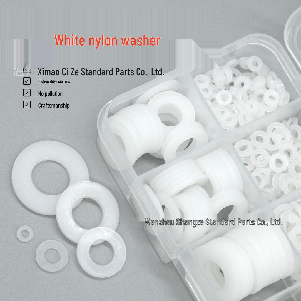 Белая Нейлоновая Плоская Шайба-Прокладка - Пластиковая Шайба для Винта