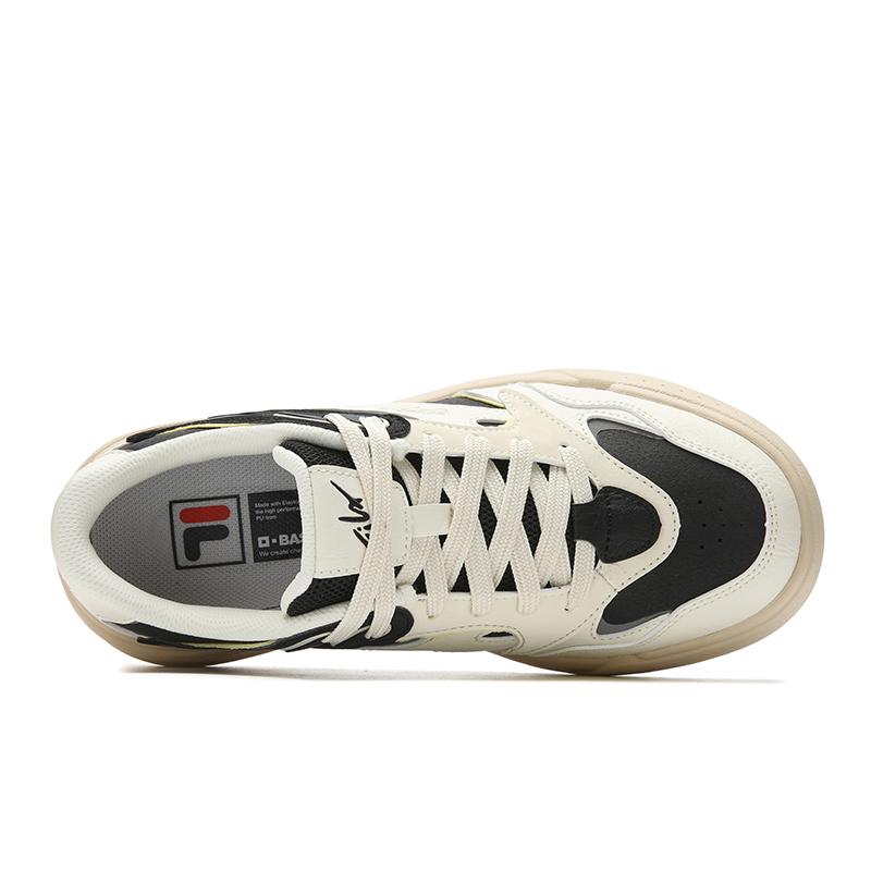 FILA Coverage Cushioning Abrasion Resistant Lightweight Low top Skateboard Shoes Women's Antique White Black F12W612203FAF