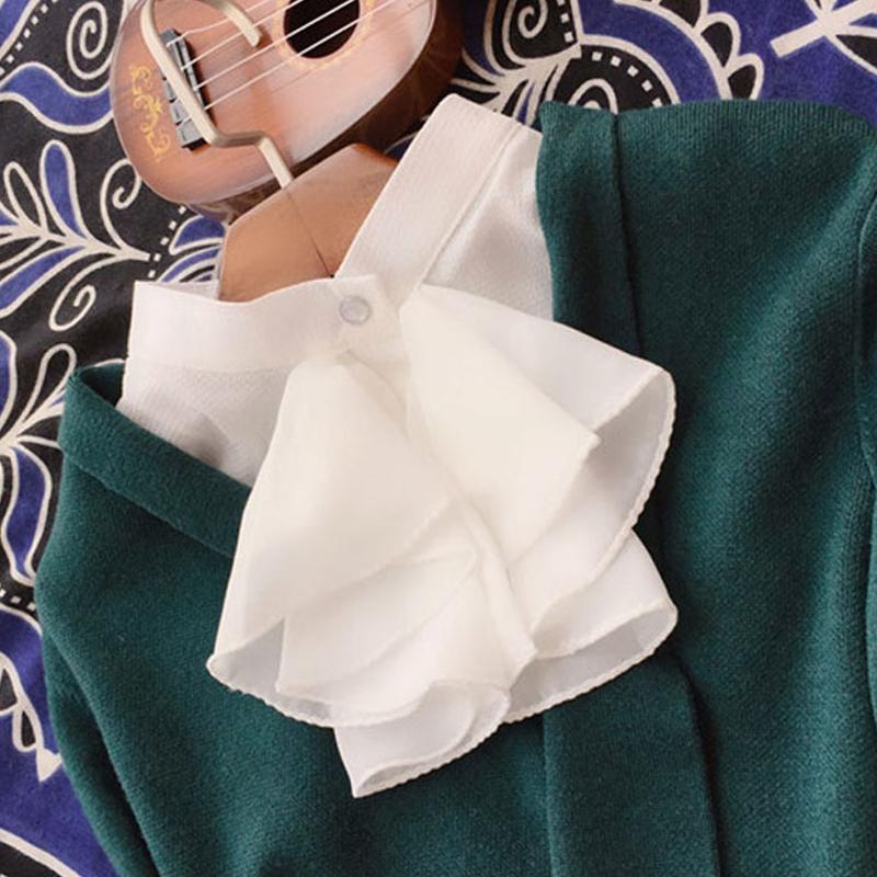White Chiffon False Collar Shirts Woman Front Ruffle Fake Collar Detachable Collars For Women Sweater Nep Kraagje Half Shirt
