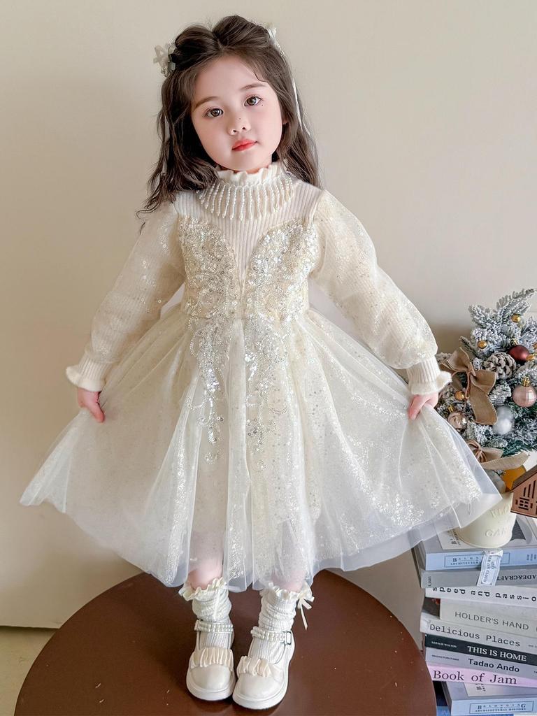 Girls' Stylish Knit Wool Dress for Spring & Autumn 2025