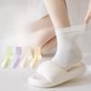 Female Summer Thin Pure Color Sports Sweat Absorption Breathable Boneless Cotton Socks