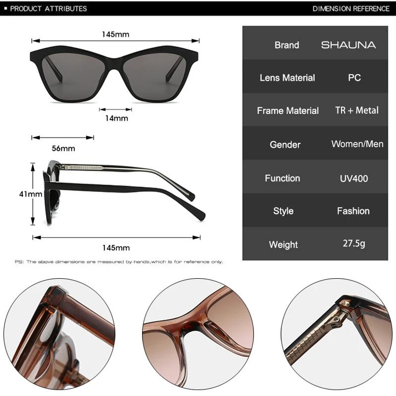 SHAUNA Ins, популярные модные многоугольные женские роскошные солнцезащитные очки «кошачий глаз», ретро градиентные оттенки UV400, мужские двухцветные солнцезащитные очки