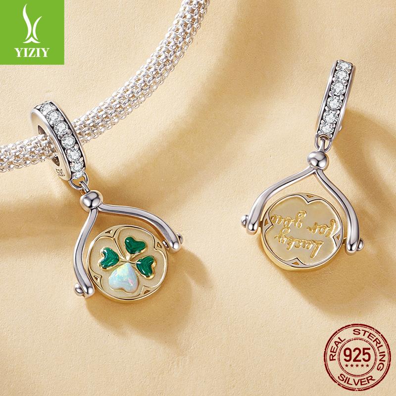 Clover Lucky Rotating Brand Pendant Small Fresh S925 Sterling Silver Plated K Gold Diy Beaded Accessories