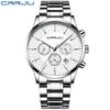 CRRJU New Men's Steel Band Sports Watch Fashion Business Multi-functional Six-pin Chronograph Watch