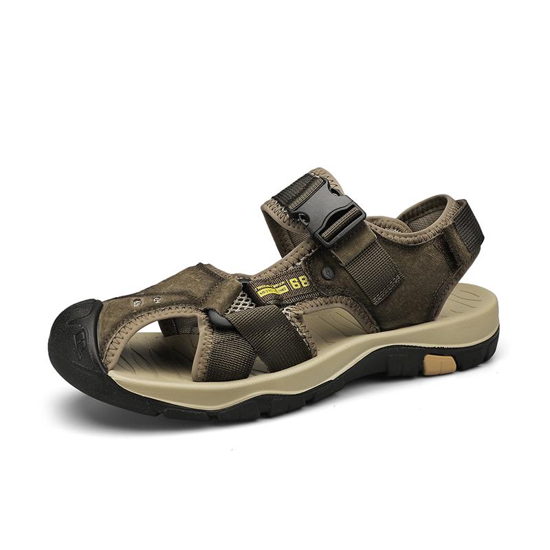 Летние сандалии мужские новые кожаные классические римские сандалии тапочки уличные кроссовки пляжные резиновые шлепанцы мужские водные походные сандалии