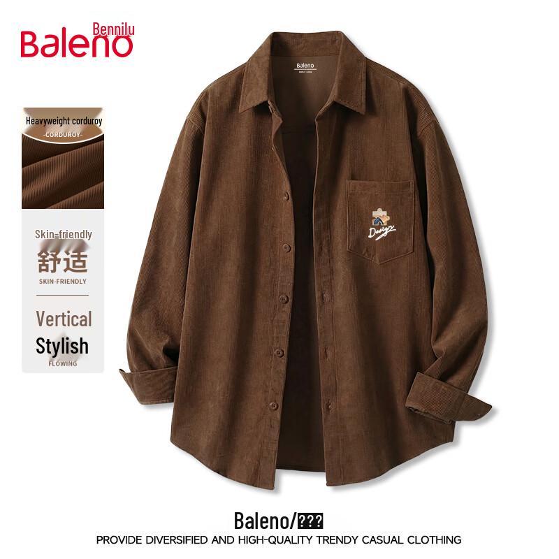 Мужская ретро рубашка с длинным рукавом из вельвета Baleno