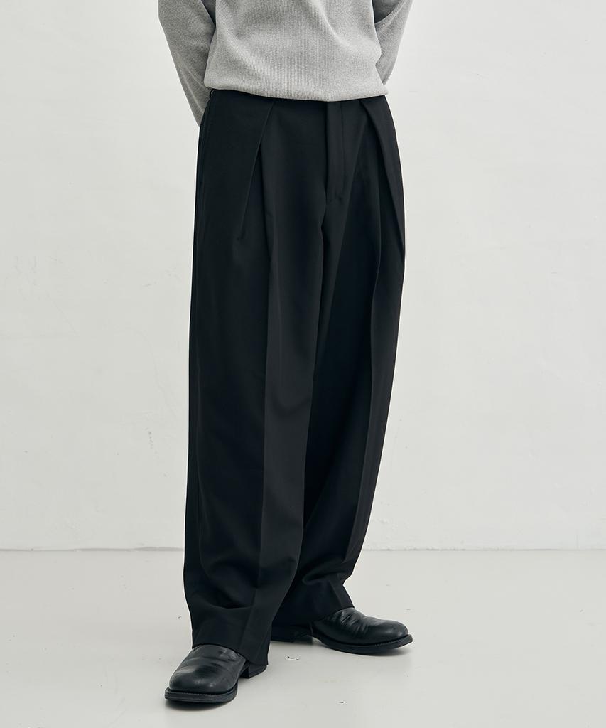 ARRAYED Curved Overlap Slacks [Brown]